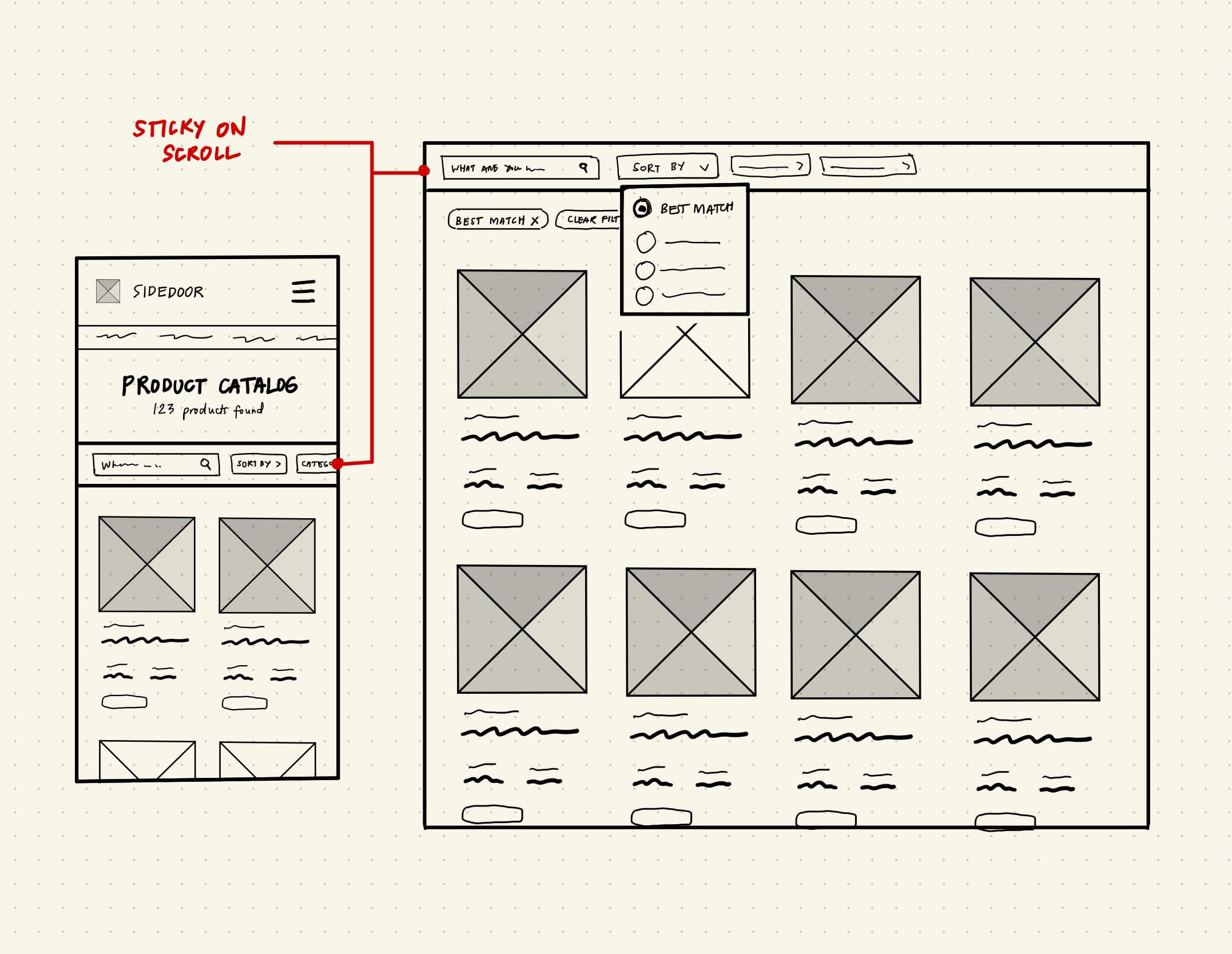 a sketch of a wireframe